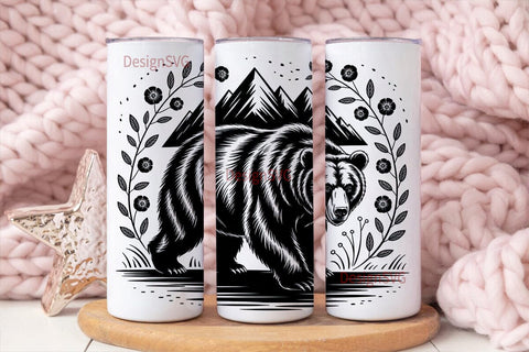 Mountain Bear 20oz Tumbler Wrap Sublimation DesignSVG 