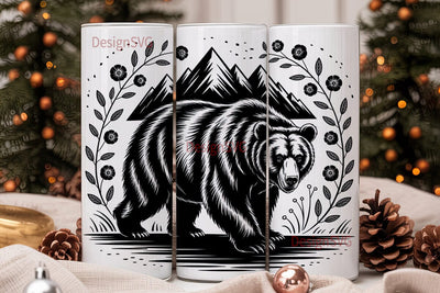 Mountain Bear 20oz Tumbler Wrap Sublimation DesignSVG 