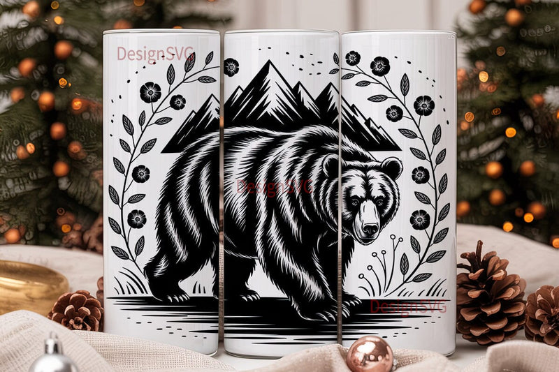 Mountain Bear 20oz Tumbler Wrap Sublimation DesignSVG 