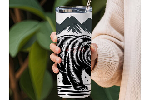 Mountain Bear 20oz Tumbler Wrap Sublimation DesignSVG 