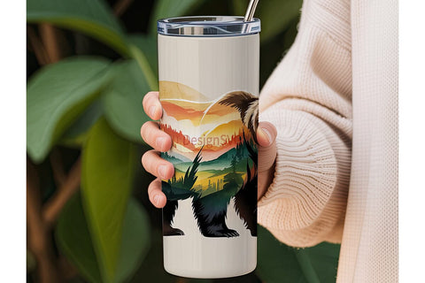 Mountain Bear 20oz Tumbler Wrap Sublimation DesignSVG 