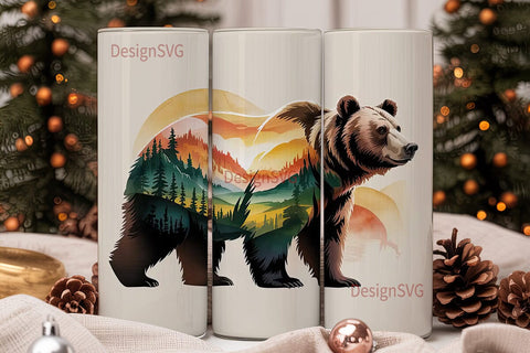 Mountain Bear 20oz Tumbler Wrap Sublimation DesignSVG 