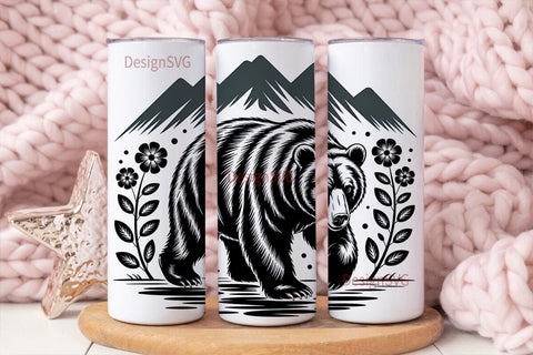 Mountain Bear 20oz Tumbler Wrap Sublimation DesignSVG 