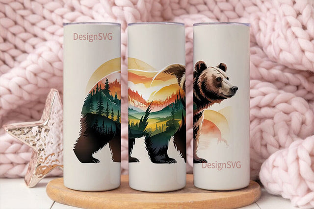 Mountain Bear 20oz Tumbler Wrap Sublimation DesignSVG 