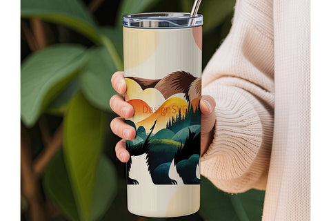 Mountain Bear 20oz Tumbler Wrap Sublimation DesignSVG 