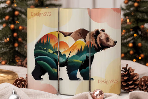 Mountain Bear 20oz Tumbler Wrap Sublimation DesignSVG 
