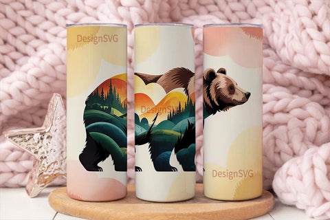 Mountain Bear 20oz Tumbler Wrap Sublimation DesignSVG 