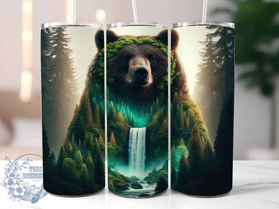 Mountain Bear Hunting Tumbler, Hunting Wrap, Mountain Forest, Nature Design, Wildlife Pattern, 20oz Tumbler, Sublimation Print Sublimation ToriDesigns 
