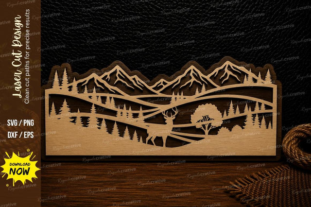 Mountain Bear Landscape Laser Cut Svg Design SVG Regulrcrative 
