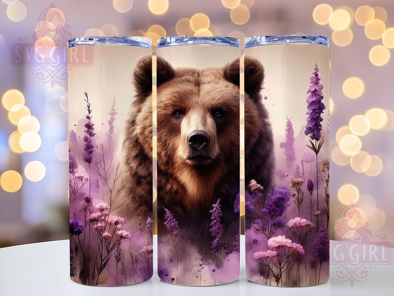 Mountain Bear Nature Tumbler Wrap, Mountain Animal Art, Forest Creature Cup, Wildlife Pattern Gift, Bear Lover Present, Wilderness Tumbler, Nature Beast Wrap Sublimation SvggirlplusArt 