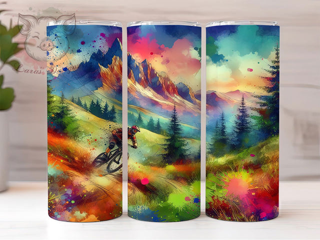 Mountain Biking Adventure Tumbler, Bicycle Riding Tumbler, 20oz Tumbler Wrap, Sublimation Design, Cycling Lover Gift, Outdoor Adventure Wrap, Sports Rider Tumbler Sublimation Lara' s Designs 