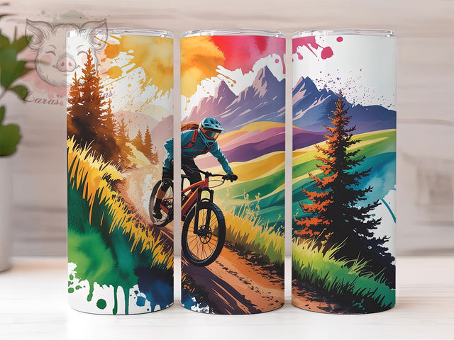 Mountain Biking Adventure Tumbler, Bicycle Riding Tumbler, 20oz Tumbler Wrap, Sublimation Design, Cycling Lover Gift, Outdoor Adventure Wrap, Sports Rider Tumbler Sublimation Lara' s Designs 
