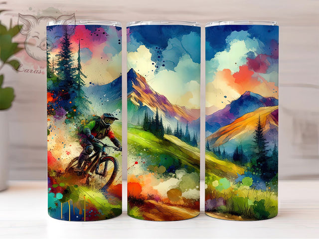 Mountain Biking Adventure Tumbler, Bicycle Riding Tumbler, 20oz Tumbler Wrap, Sublimation Design, Cycling Lover Gift, Outdoor Adventure Wrap, Sports Rider Tumbler Sublimation Lara' s Designs 