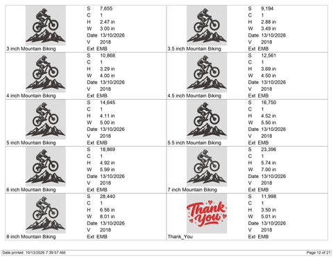 Mountain Biking Embroidery Design – MTB Cyclist Mountain Bike Adventure Sports Machine Embroidery File Embroidery/Applique DESIGNS PatternFeed8 