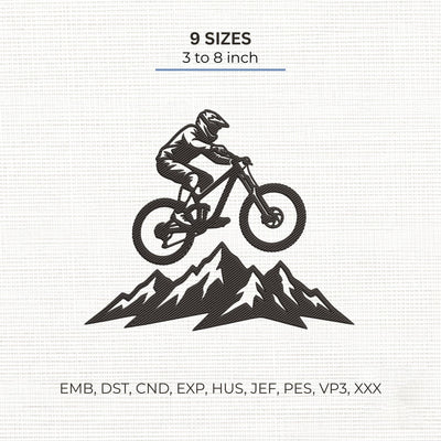 Mountain Biking Embroidery Design – MTB Cyclist Mountain Bike Adventure Sports Machine Embroidery File Embroidery/Applique DESIGNS PatternFeed8 