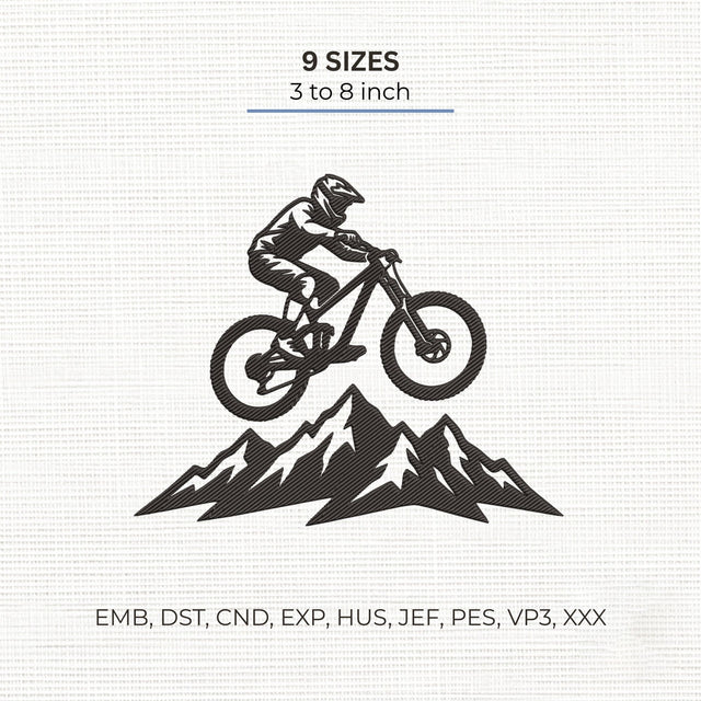 Mountain Biking Embroidery Design – MTB Cyclist Mountain Bike Adventure Sports Machine Embroidery File Embroidery/Applique DESIGNS PatternFeed8 