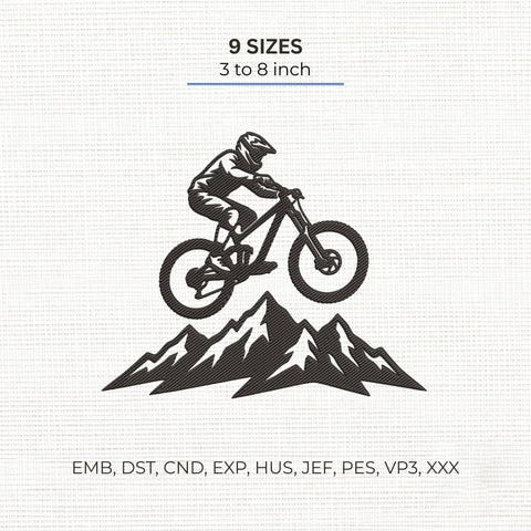 Mountain Biking Embroidery Design – MTB Cyclist Mountain Bike Adventure Sports Machine Embroidery File Embroidery/Applique DESIGNS PatternFeed8 