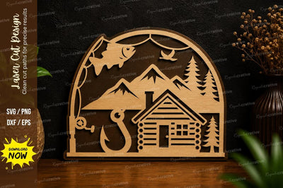 Mountain Cabin Scene SVG Laser Cut Svg Design SVG Regulrcrative 