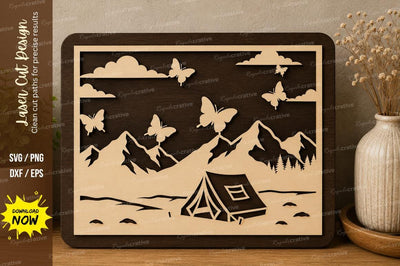 Mountain Camping Frame laser cut svg File SVG Regulrcrative 