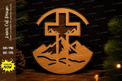 Mountain Cross Wall Art Laser Cut SVG Design SVG Regulrcrative 