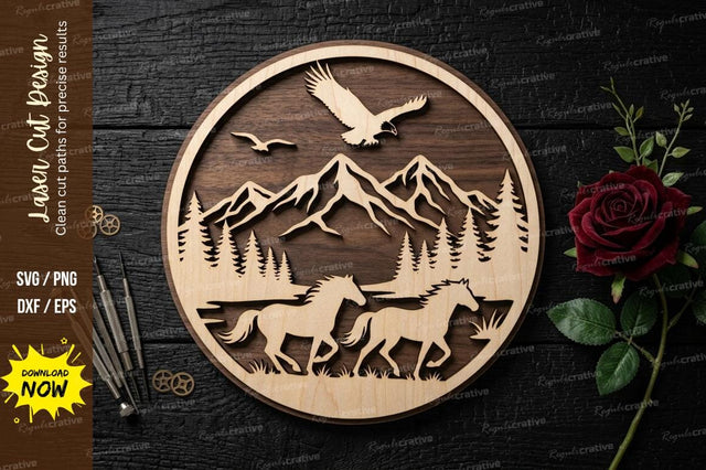 Mountain Deer Frame laser Cut svg Cutting file SVG Regulrcrative 