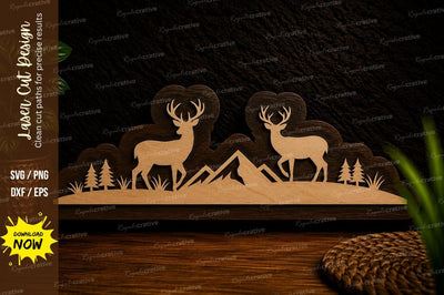 Mountain Deer Pair Laser Cut SVG Design SVG Regulrcrative 