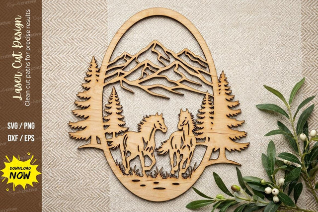 Mountain Deer Scene Laser Cut, deer svg, mountain deer svg, wildlife svg SVG Regulrcrative 