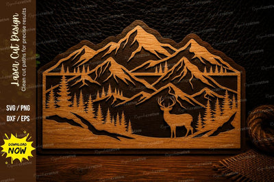 Mountain Deer Valley Landscape Laser Cut Svg Design SVG Regulrcrative 