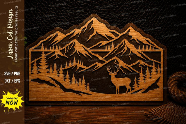 Mountain Deer Valley Landscape Laser Cut Svg Design SVG Regulrcrative 