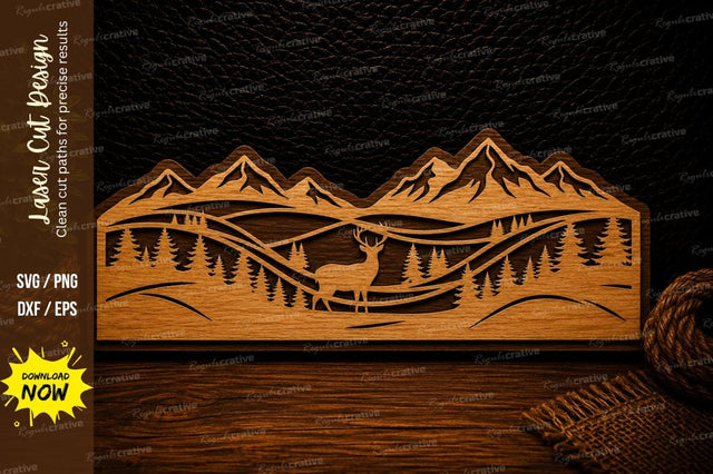 Mountain Elk Landscape Laser Cut Svg Design SVG Regulrcrative 