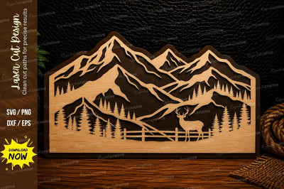 Mountain Fence Landscape Laser Cut Svg Design SVG Regulrcrative 
