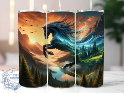 Mountain Forest Horse Tumbler, Forest Tumbler, Rustic 20oz Wrap, Sublimation Design, Stylish Gift Idea, Mountain Horse Wrap, Woodland Western Tumbler Sublimation ToriDesigns 