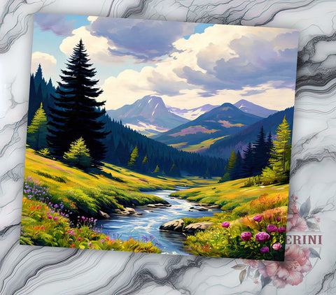 Mountain Forest Landscape 20oz Tumbler, Forest Landscape Design, Nature Sublimation Tumbler, 20oz Tumbler, Outdoor Drinkware, Hiking Gift, Scenic Nature Wrap Sublimation Li Zamperini 