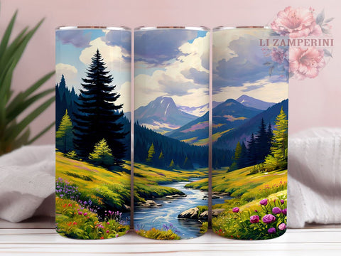 Mountain Forest Landscape 20oz Tumbler, Forest Landscape Design, Nature Sublimation Tumbler, 20oz Tumbler, Outdoor Drinkware, Hiking Gift, Scenic Nature Wrap Sublimation Li Zamperini 