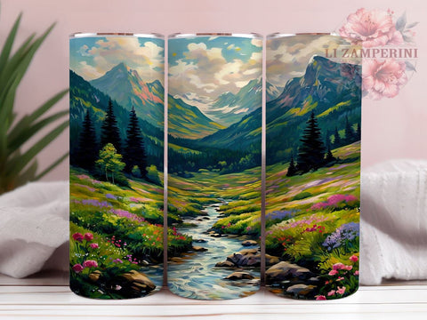 Mountain Forest Landscape 20oz Tumbler, Forest Landscape Design, Nature Sublimation Tumbler, 20oz Tumbler, Outdoor Drinkware, Hiking Gift, Scenic Nature Wrap Sublimation Li Zamperini 