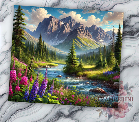 Mountain Forest Landscape 20oz Tumbler, Forest Landscape Design, Nature Sublimation Tumbler, 20oz Tumbler, Outdoor Drinkware, Hiking Gift, Scenic Nature Wrap Sublimation Li Zamperini 