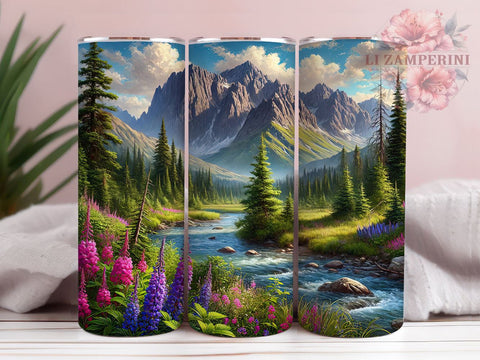 Mountain Forest Landscape 20oz Tumbler, Forest Landscape Design, Nature Sublimation Tumbler, 20oz Tumbler, Outdoor Drinkware, Hiking Gift, Scenic Nature Wrap Sublimation Li Zamperini 
