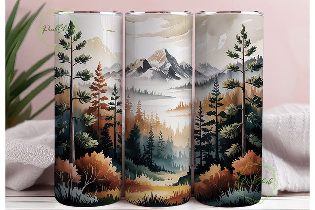 Mountain Forest Landscape 20oz Tumbler Sublimation PixelChick 