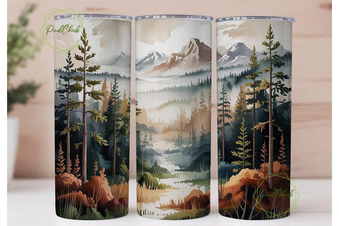 Mountain Forest Landscape 20oz Tumbler Sublimation PixelChick 
