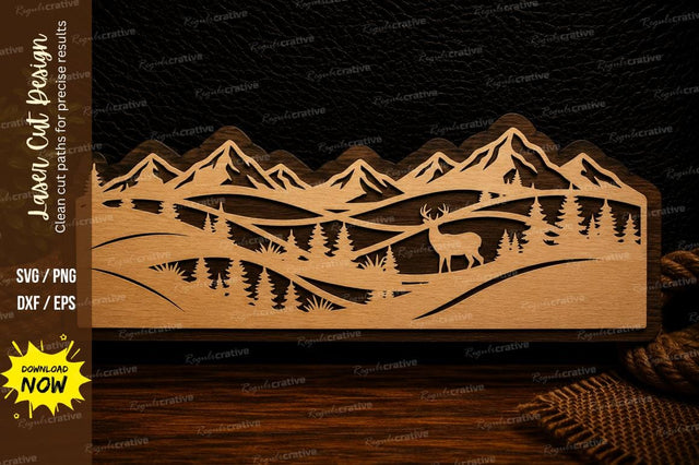 Mountain Forest Landscape Laser Cut Svg Design SVG Regulrcrative 