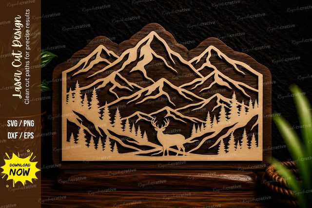 Mountain Forest Landscape Laser Cut SVG Design SVG Regulrcrative 