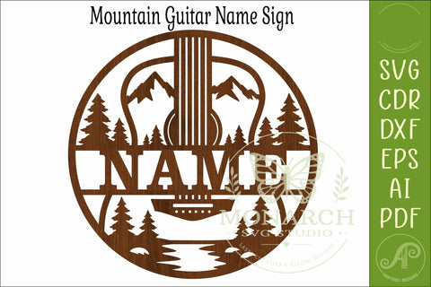 Mountain Guitar Name Sign SVG, Guitarist Gift, Music Room SVG APInspireddesigns 