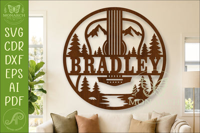 Mountain Guitar Name Sign SVG, Guitarist Gift, Music Room SVG APInspireddesigns 