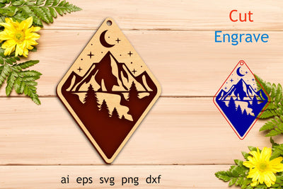 Mountain keychain svg, Nature svg, Laser engraving glowforge SVG AnastasiyaArtDesign 