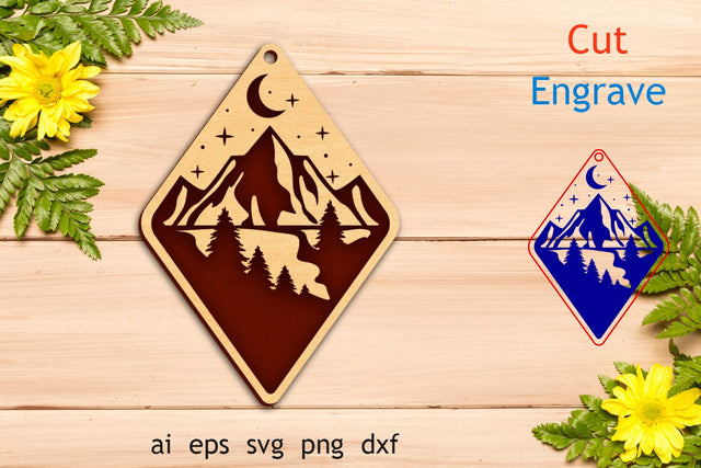 Mountain keychain svg, Nature svg, Laser engraving glowforge SVG AnastasiyaArtDesign 