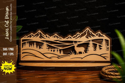 Mountain Lake Landscape Laser Cut Svg Design SVG Regulrcrative 