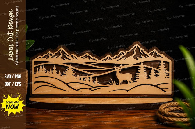 Mountain Lake Landscape Laser Cut Svg Design SVG Regulrcrative 