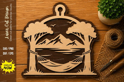 Mountain Lake Landscape Ornament Laser Cut SVG File SVG Regulrcrative 