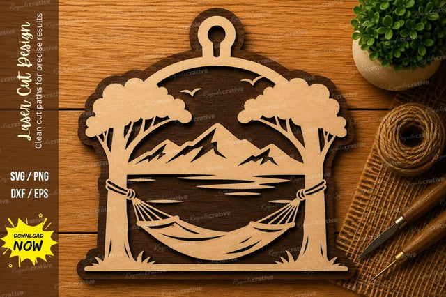 Mountain Lake Landscape Ornament Laser Cut SVG File SVG Regulrcrative 