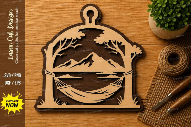 Mountain Lake Ornament Laser Cut SVG File SVG Regulrcrative 